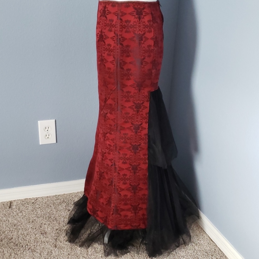 Lip Service Vamp Brocade Skirt With Kick Pleat - Picture 2 of 8